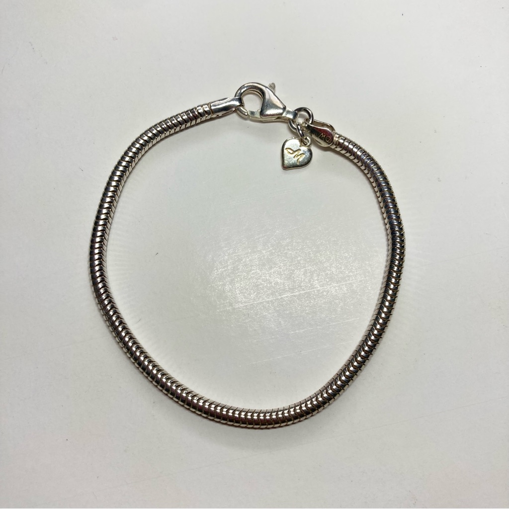 Michael Anthony Vintage Sterling Silver Snake Chain Charm Bracelet 7”